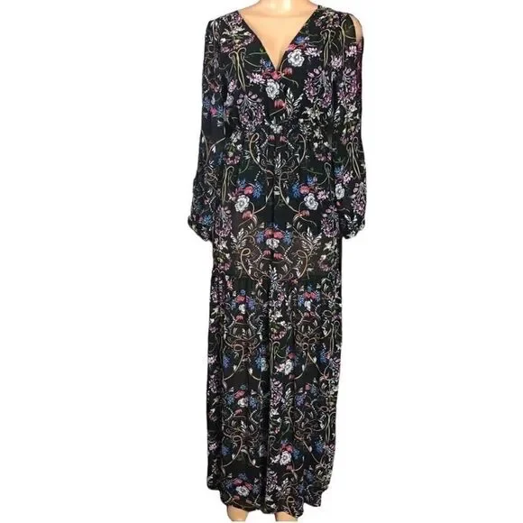 LUCCA Boho Black Floral Maxi Dress - Picture 3 of 15